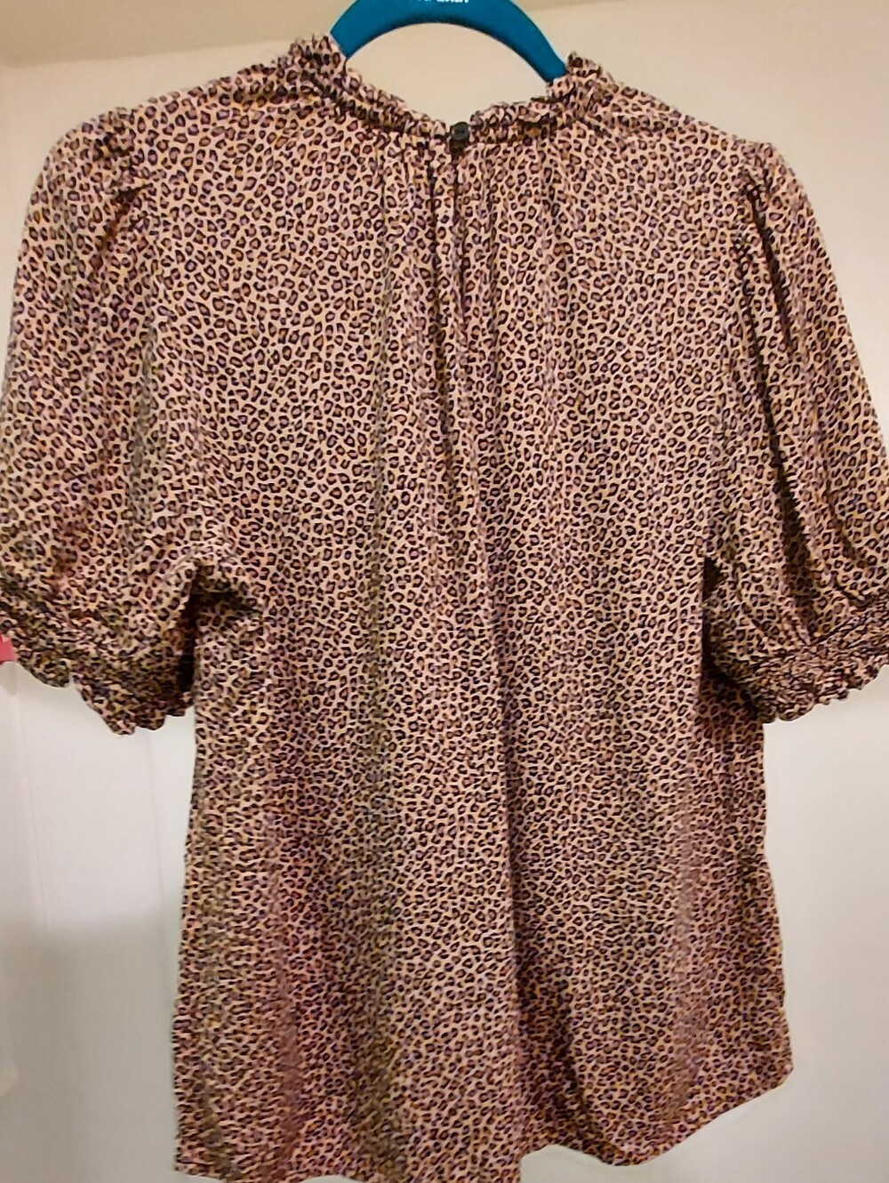 Leopard Print Ruffle Neck Blouse - Picture 2 of 2